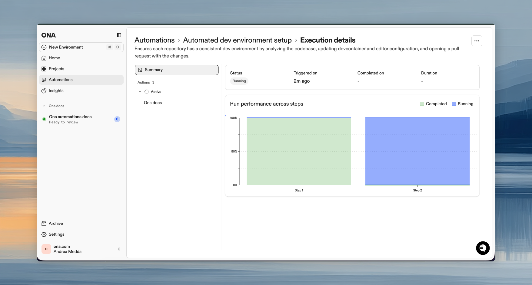 Automation execution dashboard