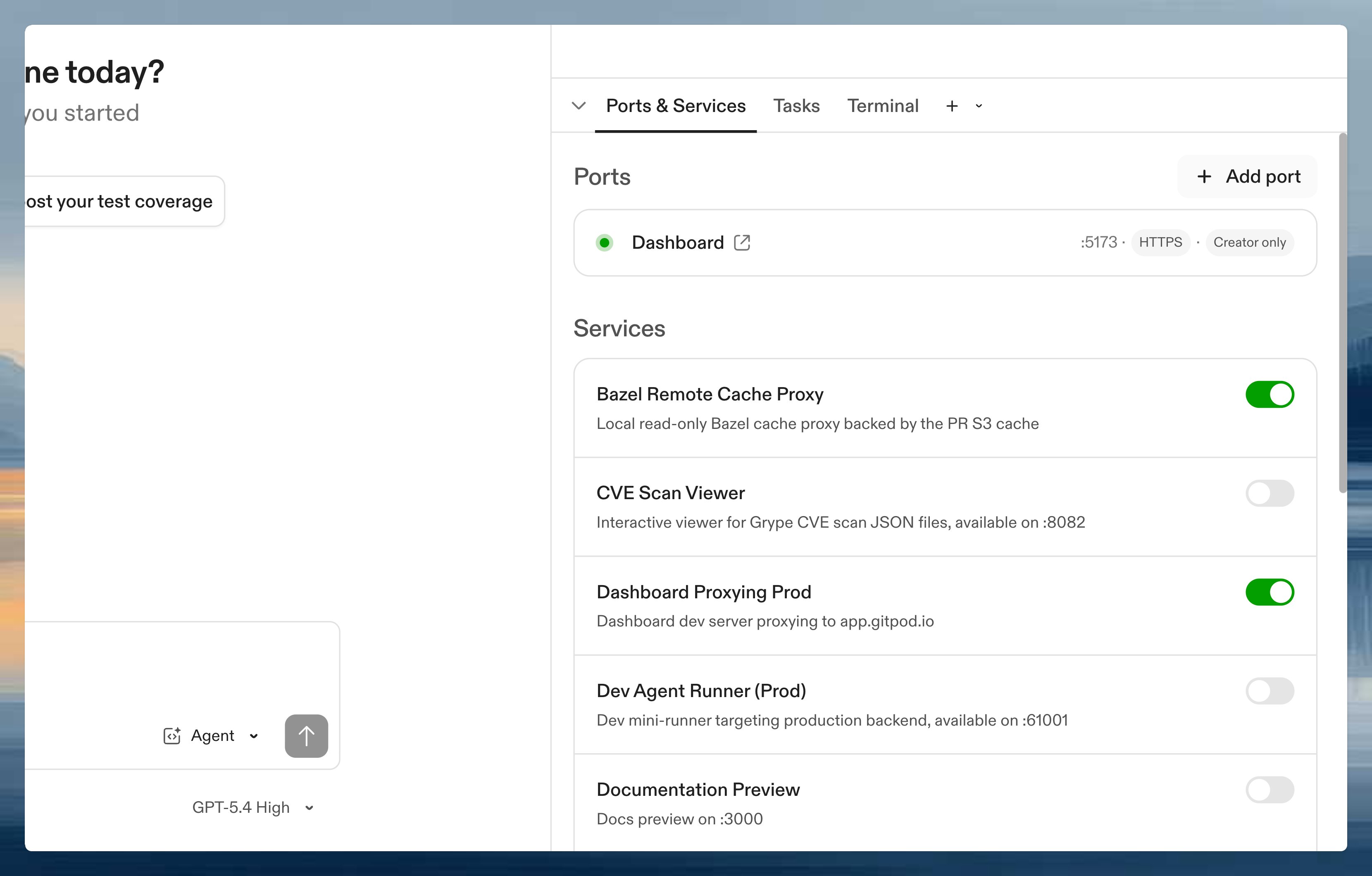 Services in the Ports & Services tab
