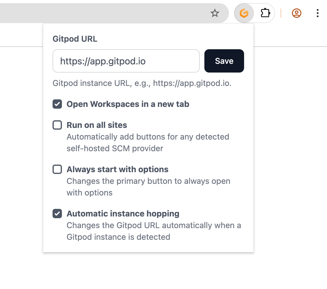 Browser extension configuration in Google Chrome