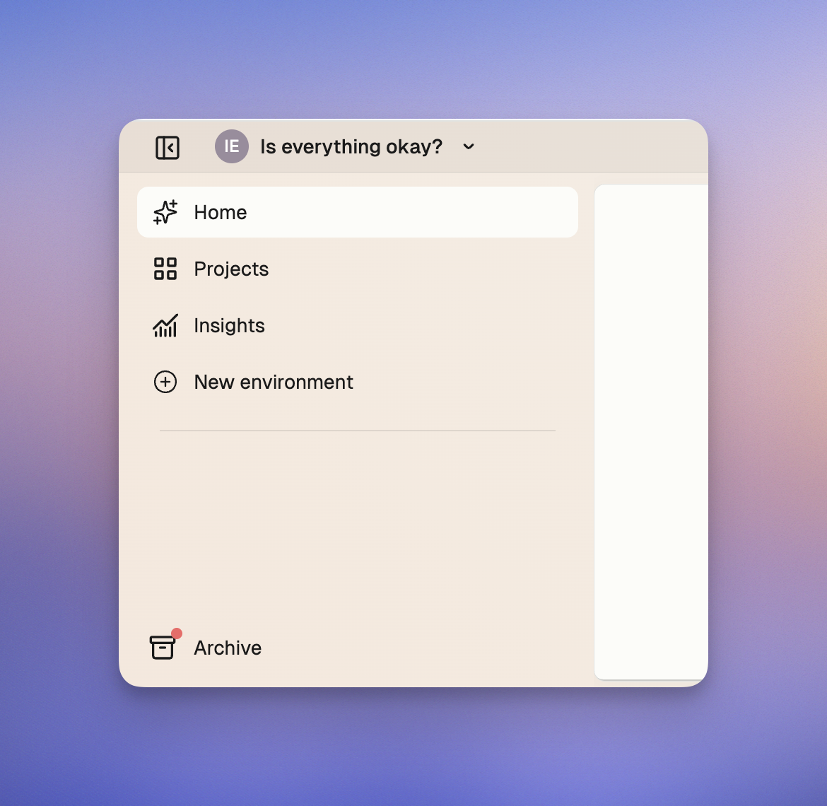 Archive button with badge indicator