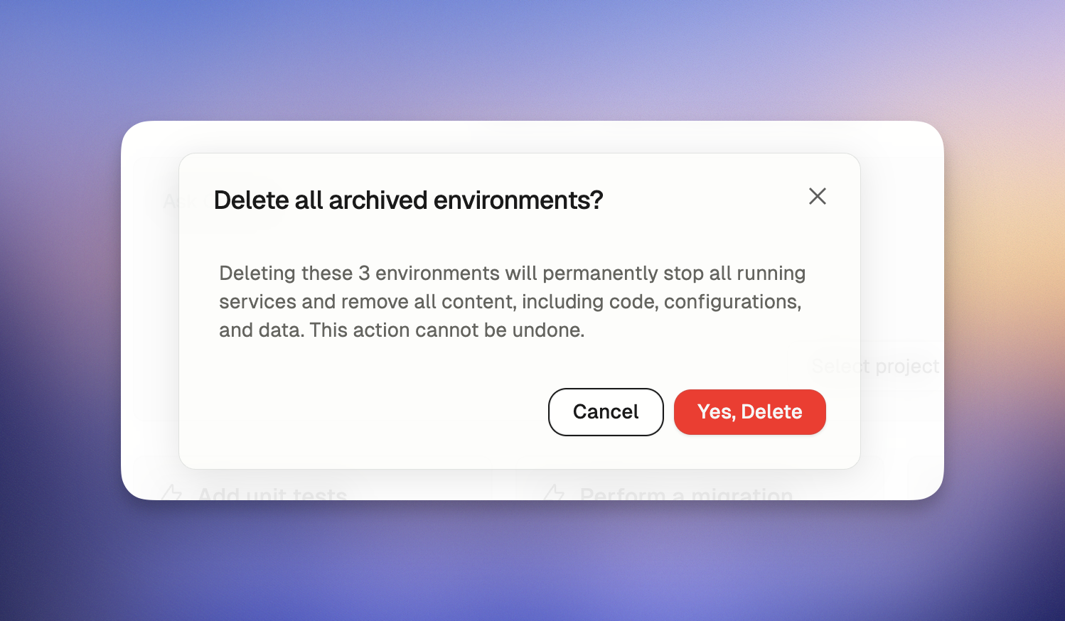 Delete All button at bottom of archive view