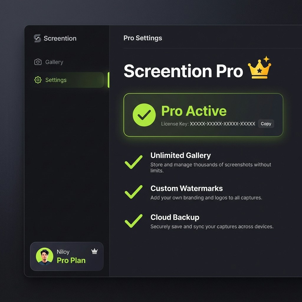 Screention Pro Settings