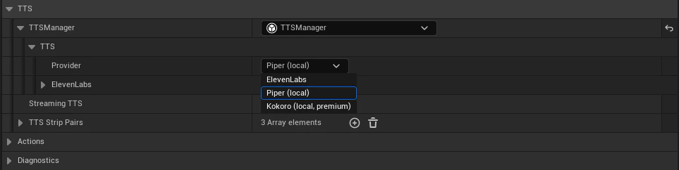 UE Piper TTS Provider Selection