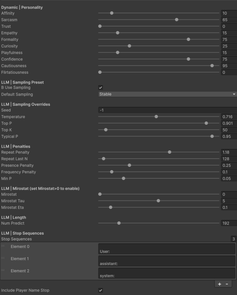 Unity Dynamic Personality Sliders Example Pn