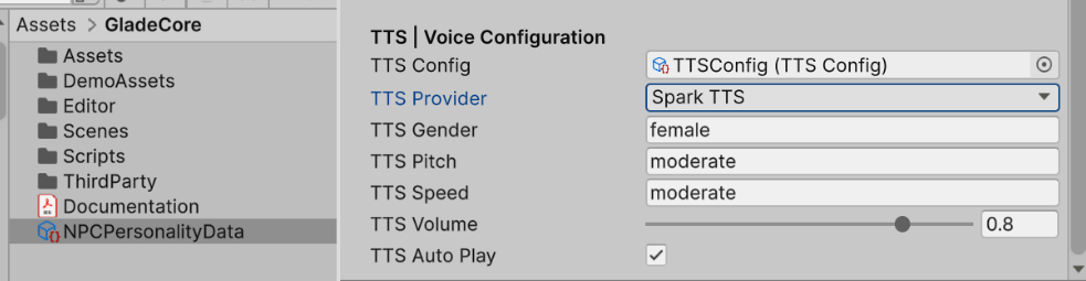 Unity TTS Sparktts Voice Config