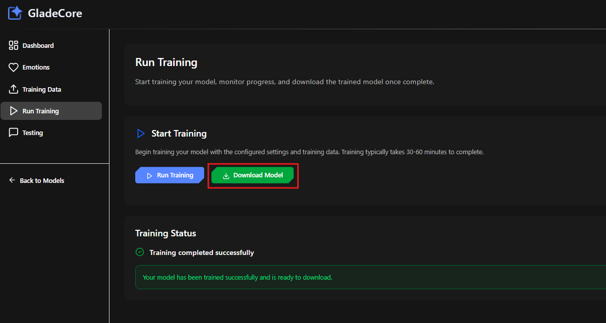 Web App Download Model Button
