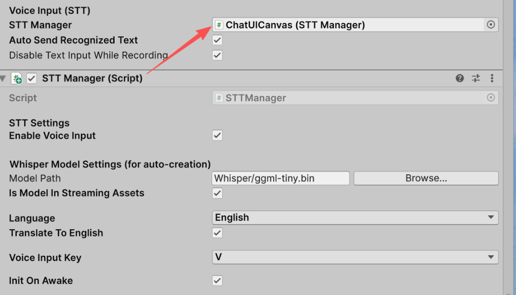Unity Chat UI Canvas STT Manager