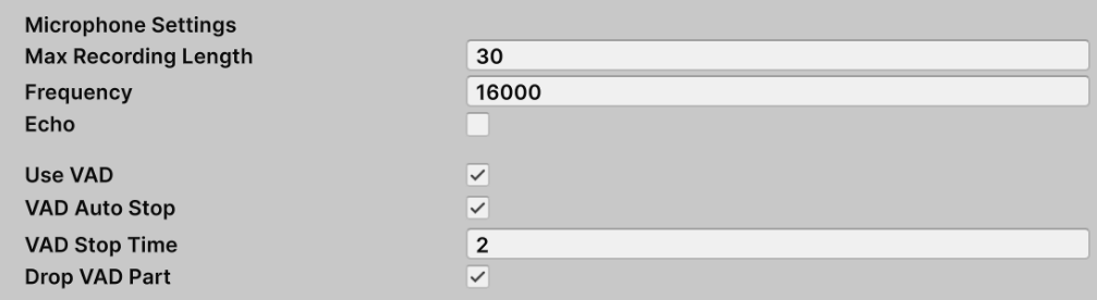 Unity STT Microphone Settings