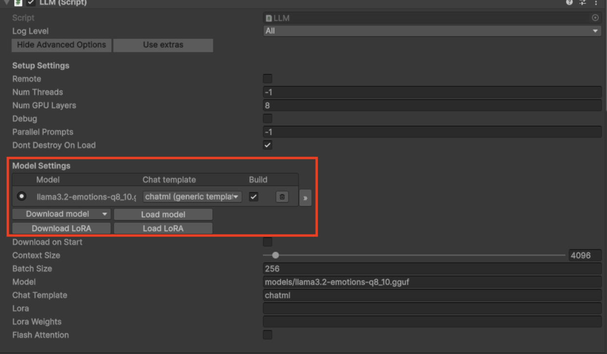 Unity LLM Object Post Download Example Pn