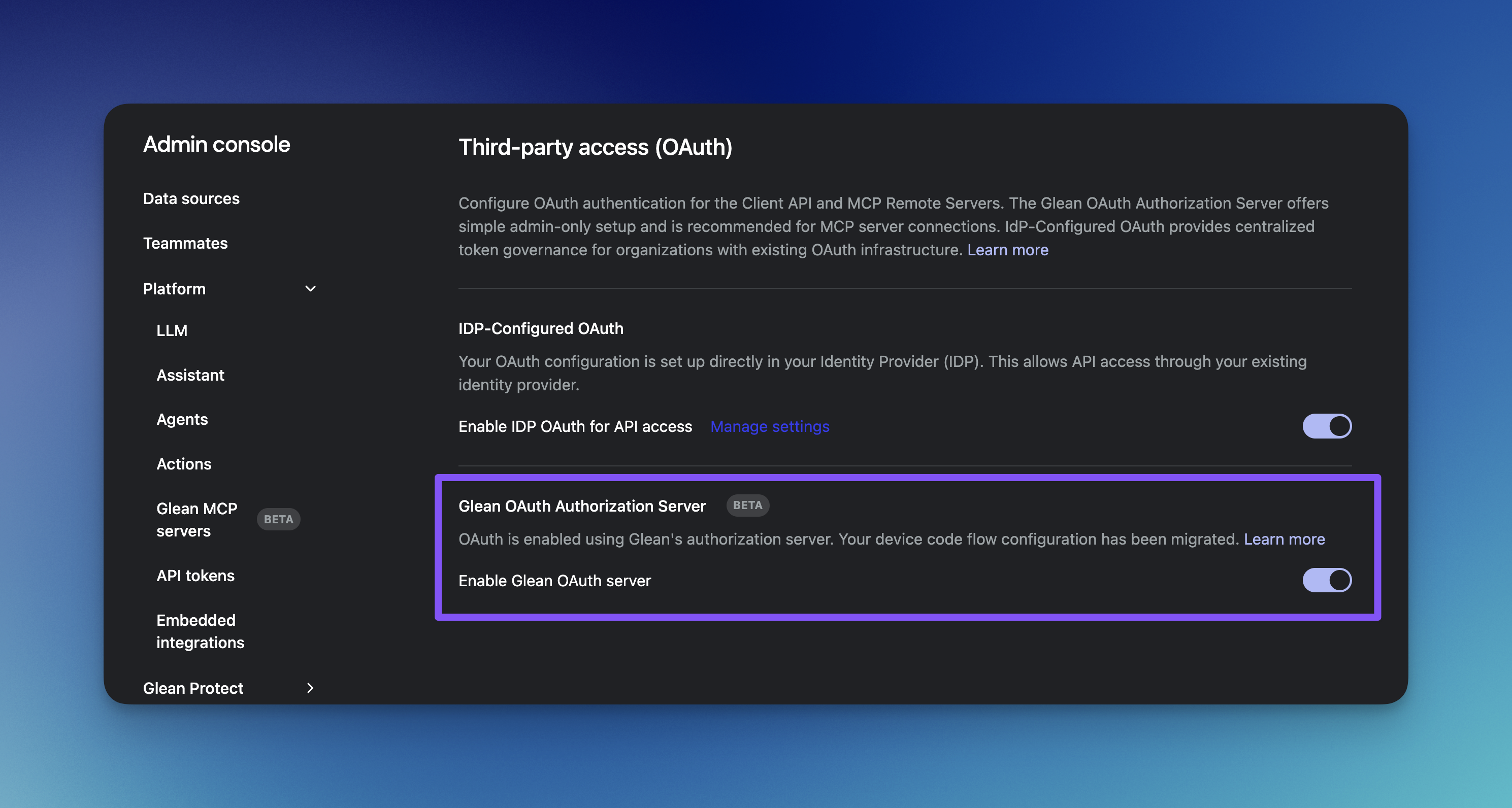 Glean OAuth Authorization Server