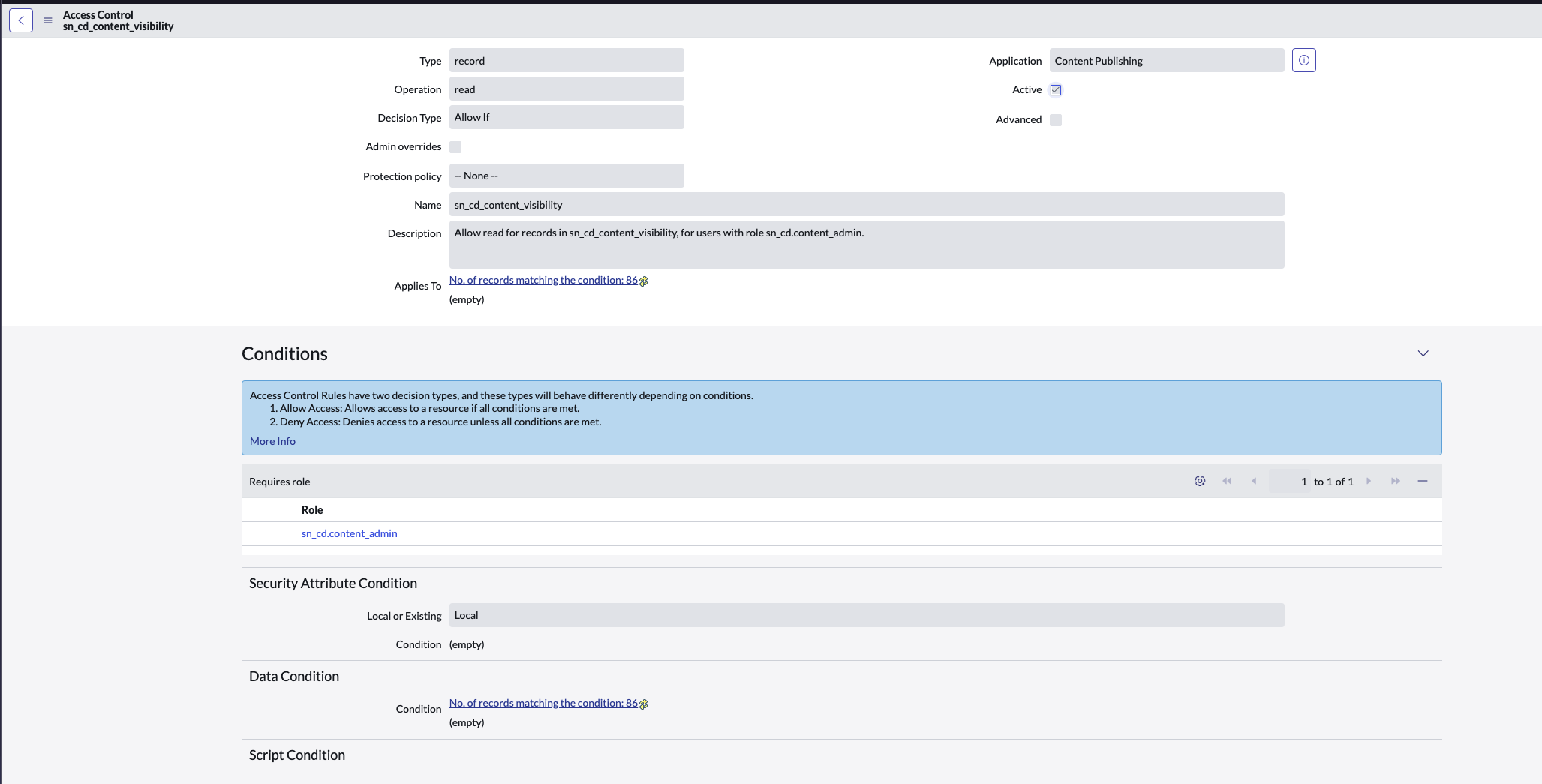 ServiceNow Record ACL Configuration