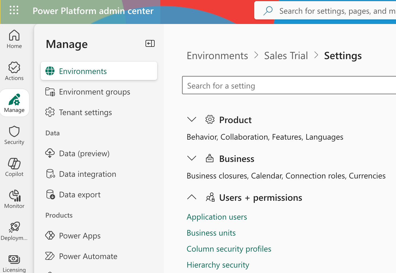 Dynamics 365 environment settings