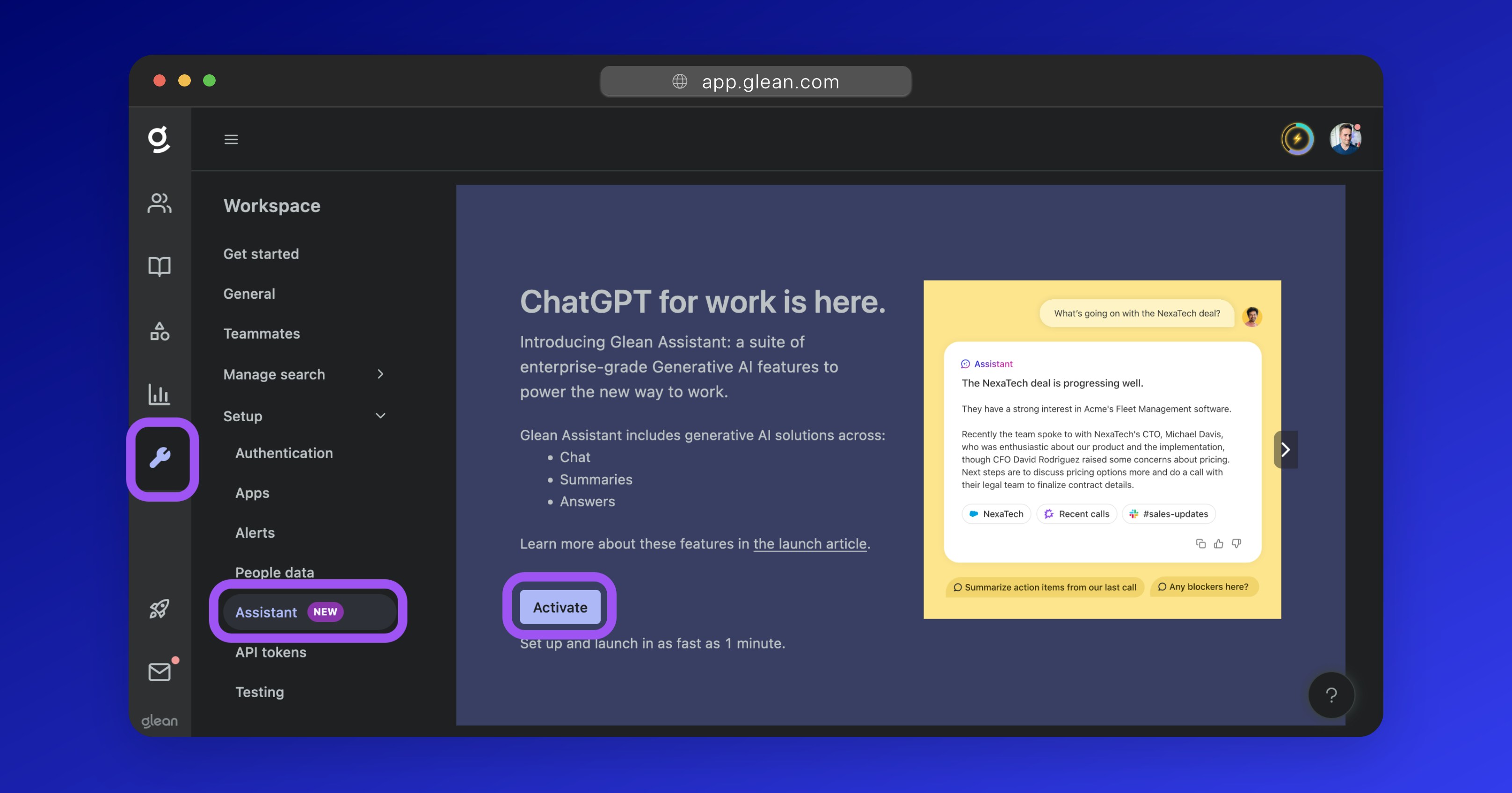 Activate Glean Assistant