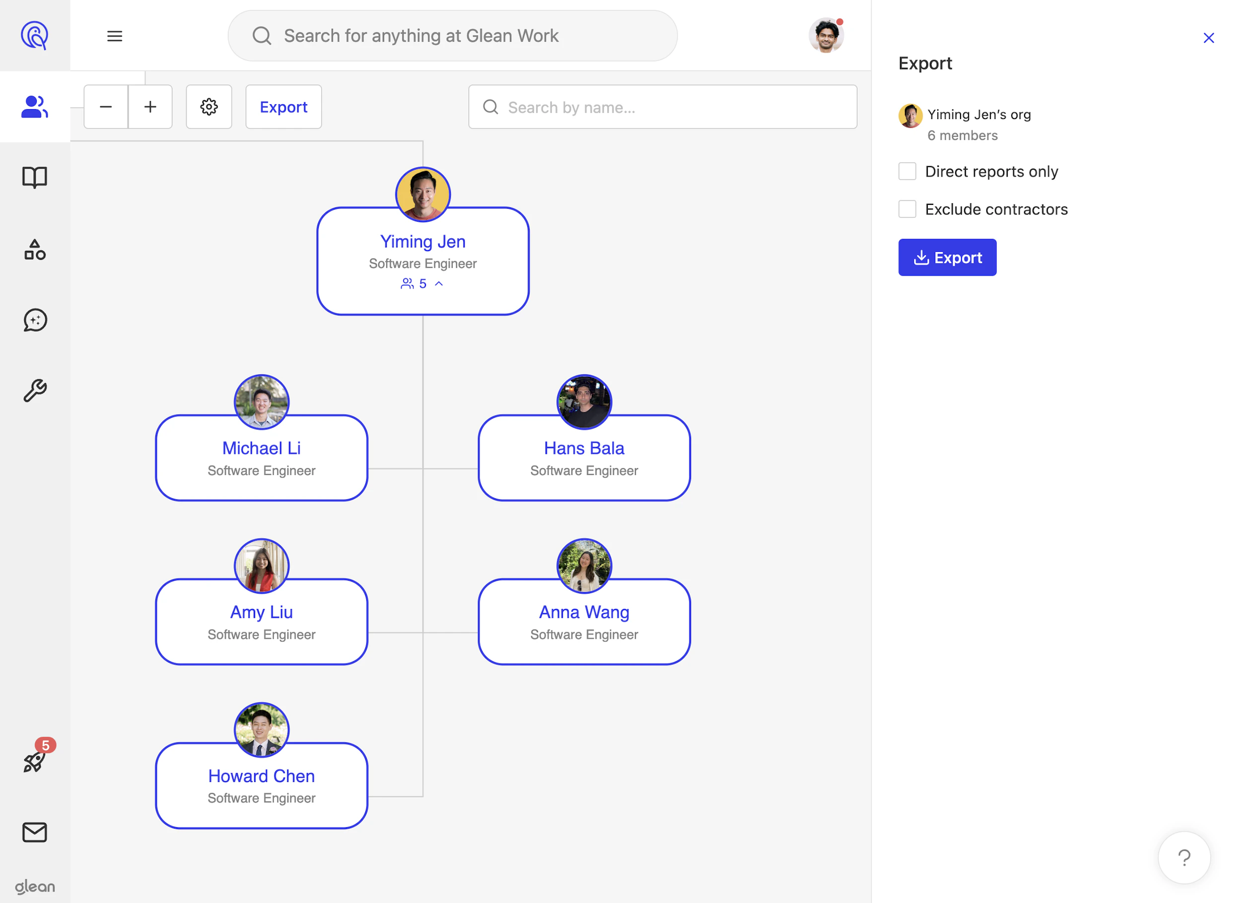 Export Org Chart Data - Glean Help Center