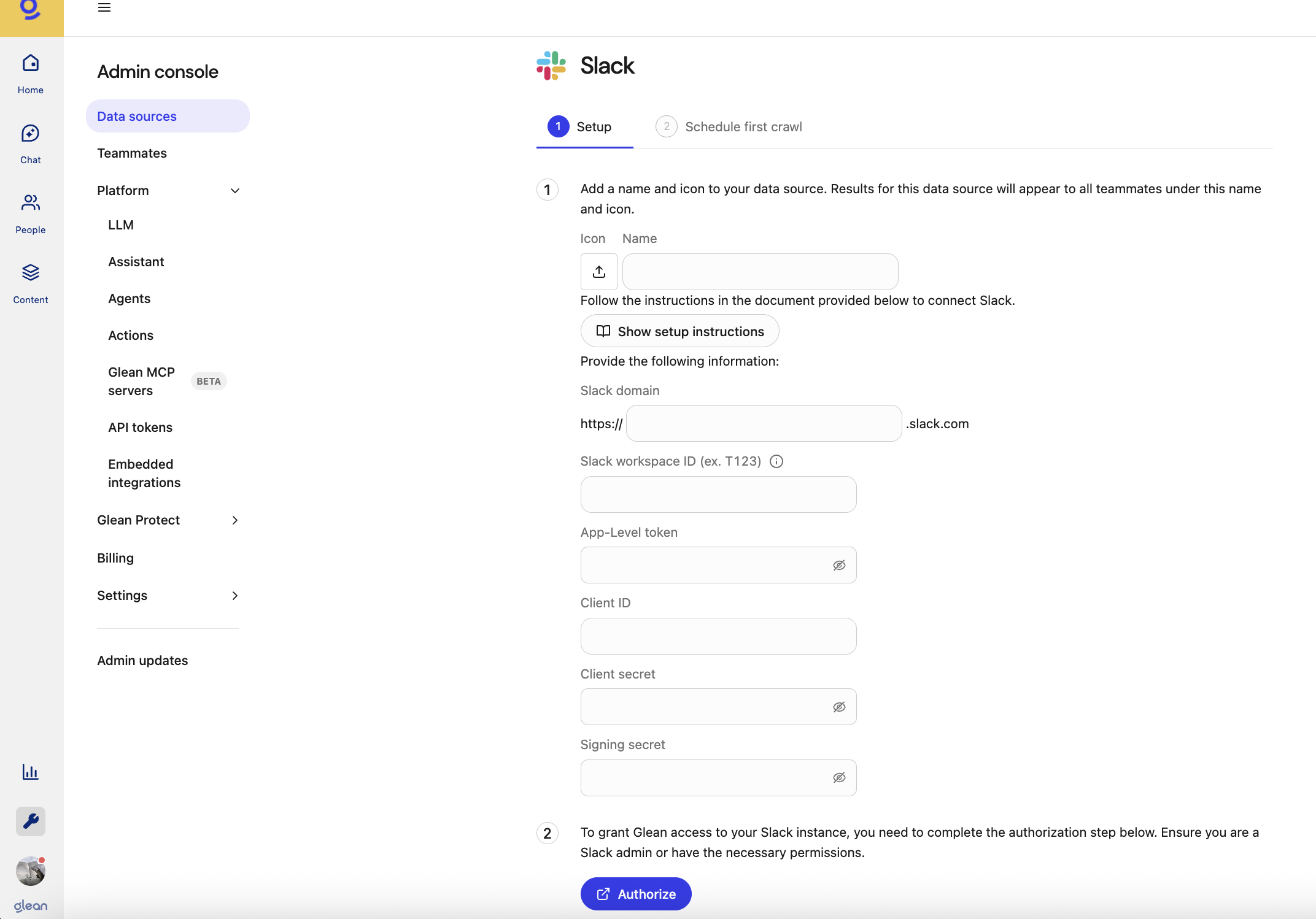 Setup Slack in Glean