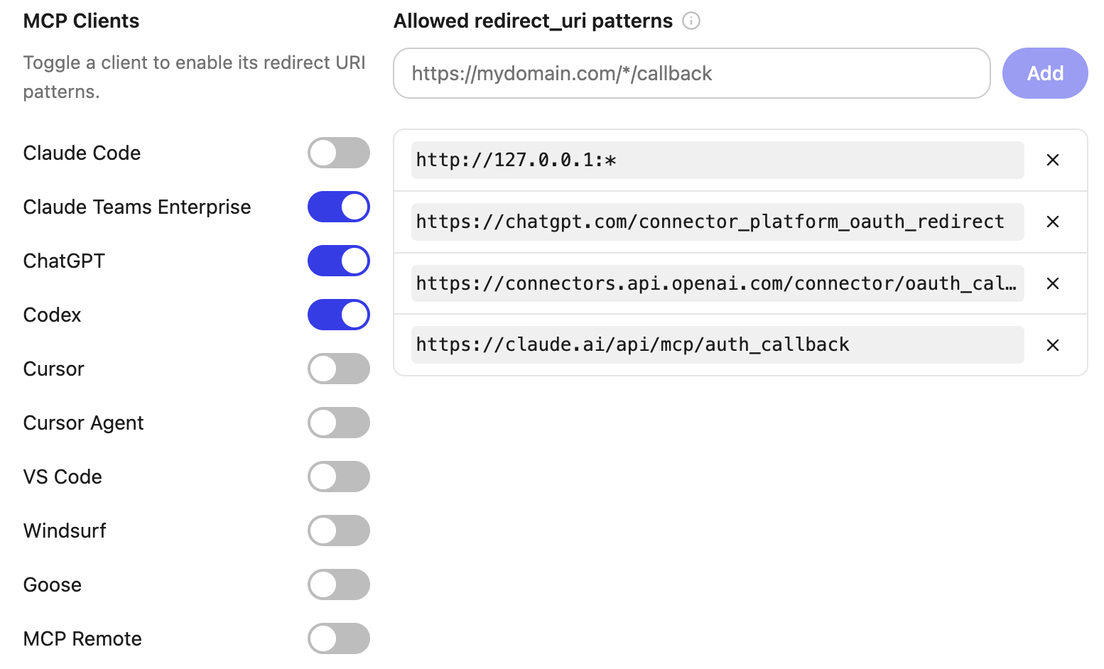 Toggle individual clients