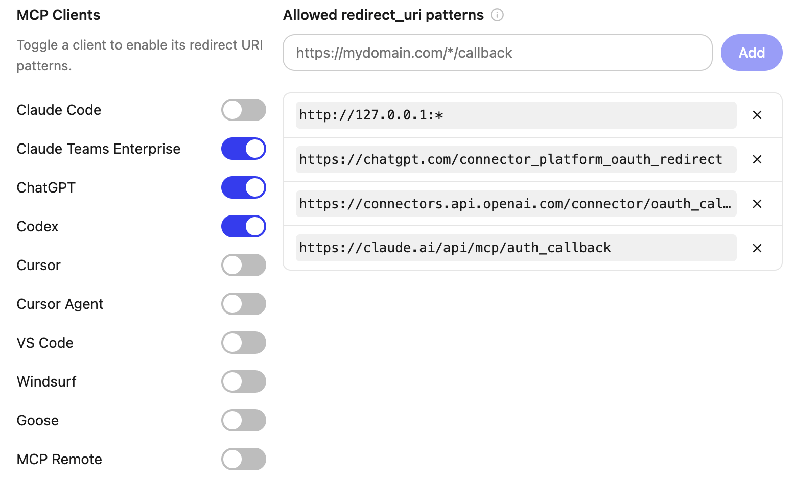 Toggle individual clients