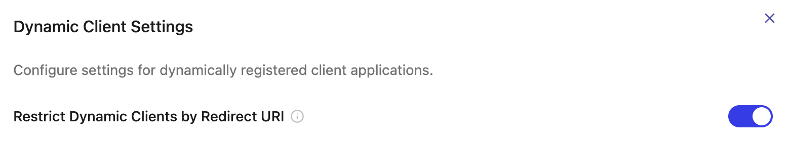 Restrict Dynamic Clients by Redirect URI toggle