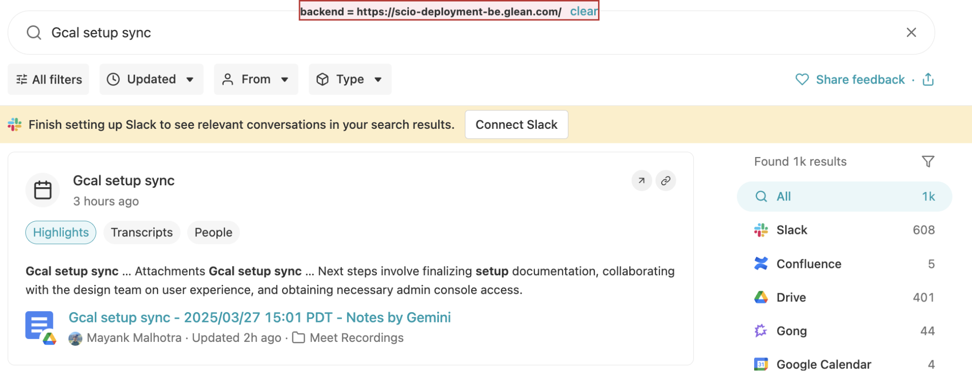 User’s query matches a transcript