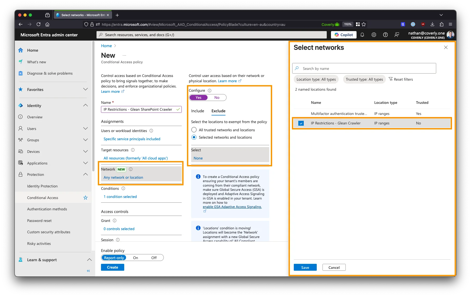 Include selected networks and locations