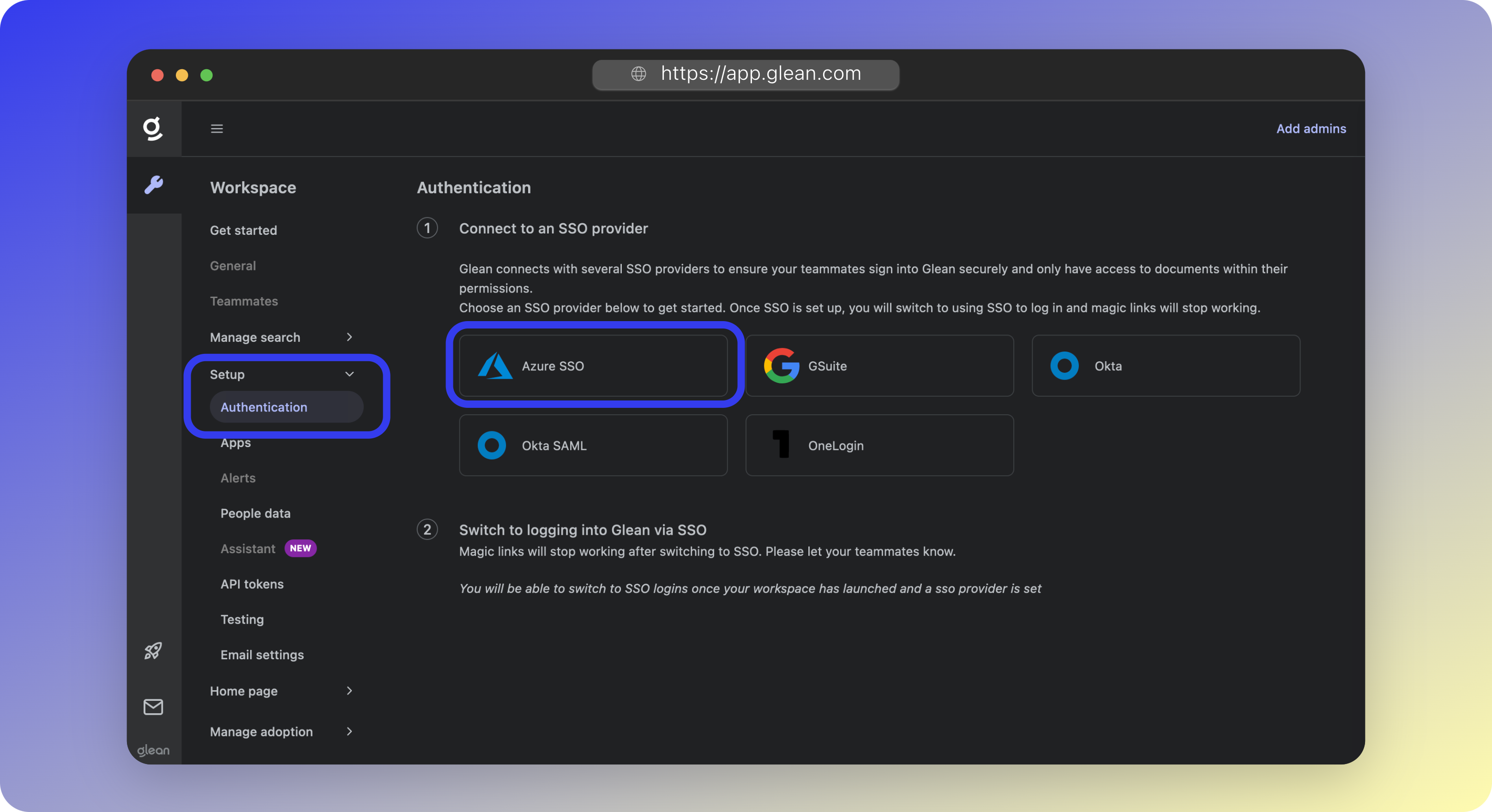 Select Azure SSO