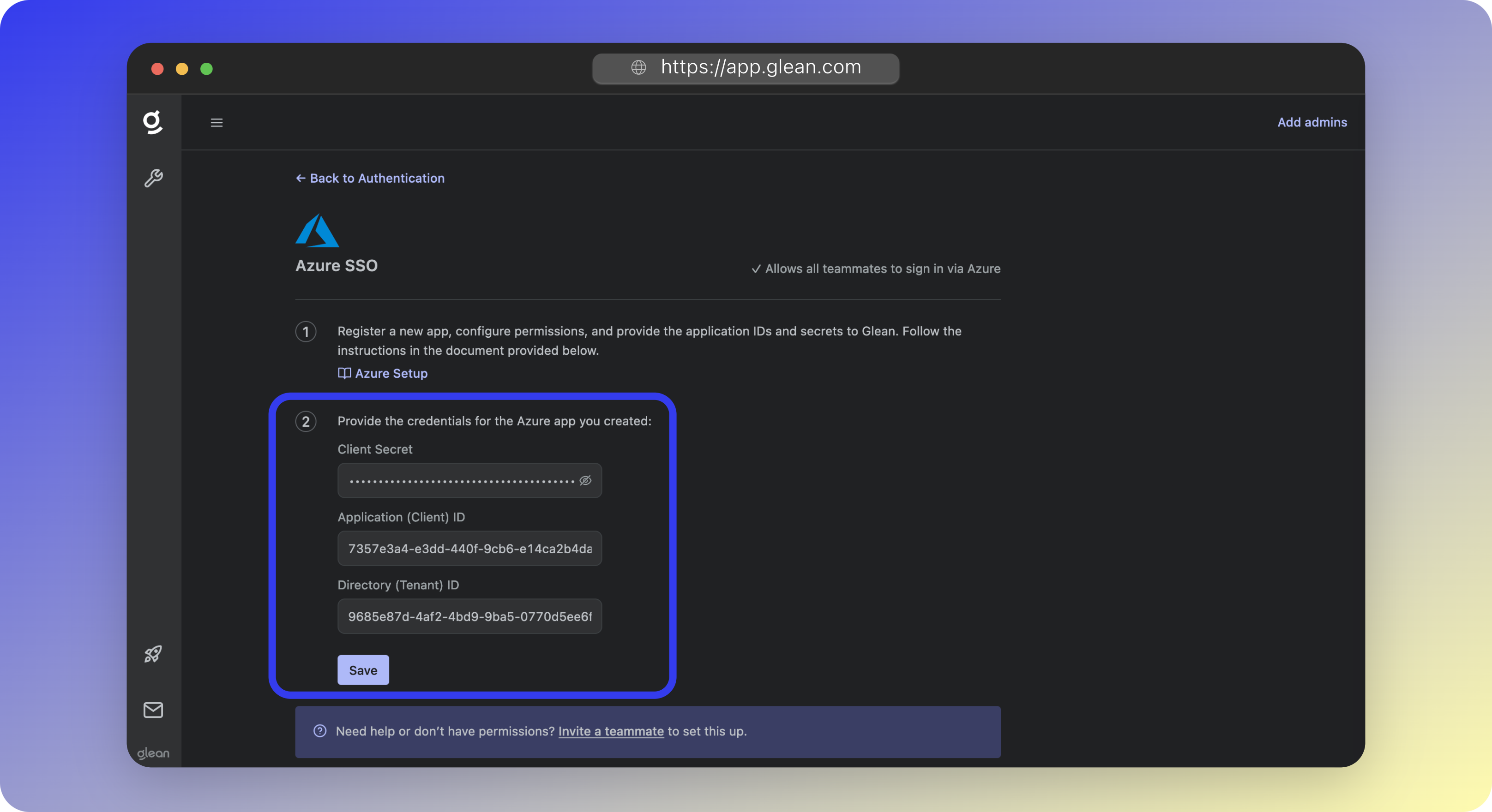 Configure Azure SSO