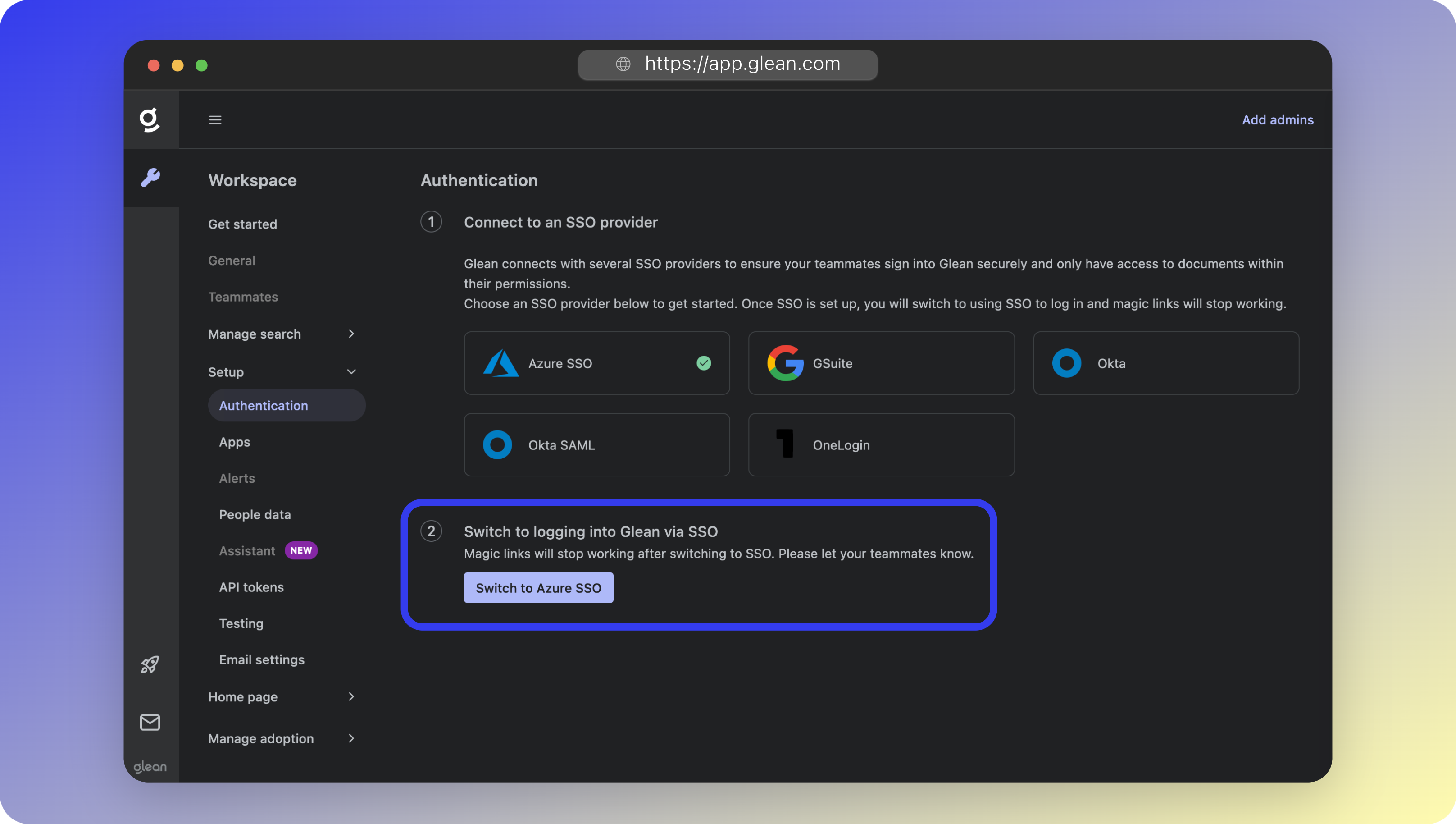 Switch to Azure SSO