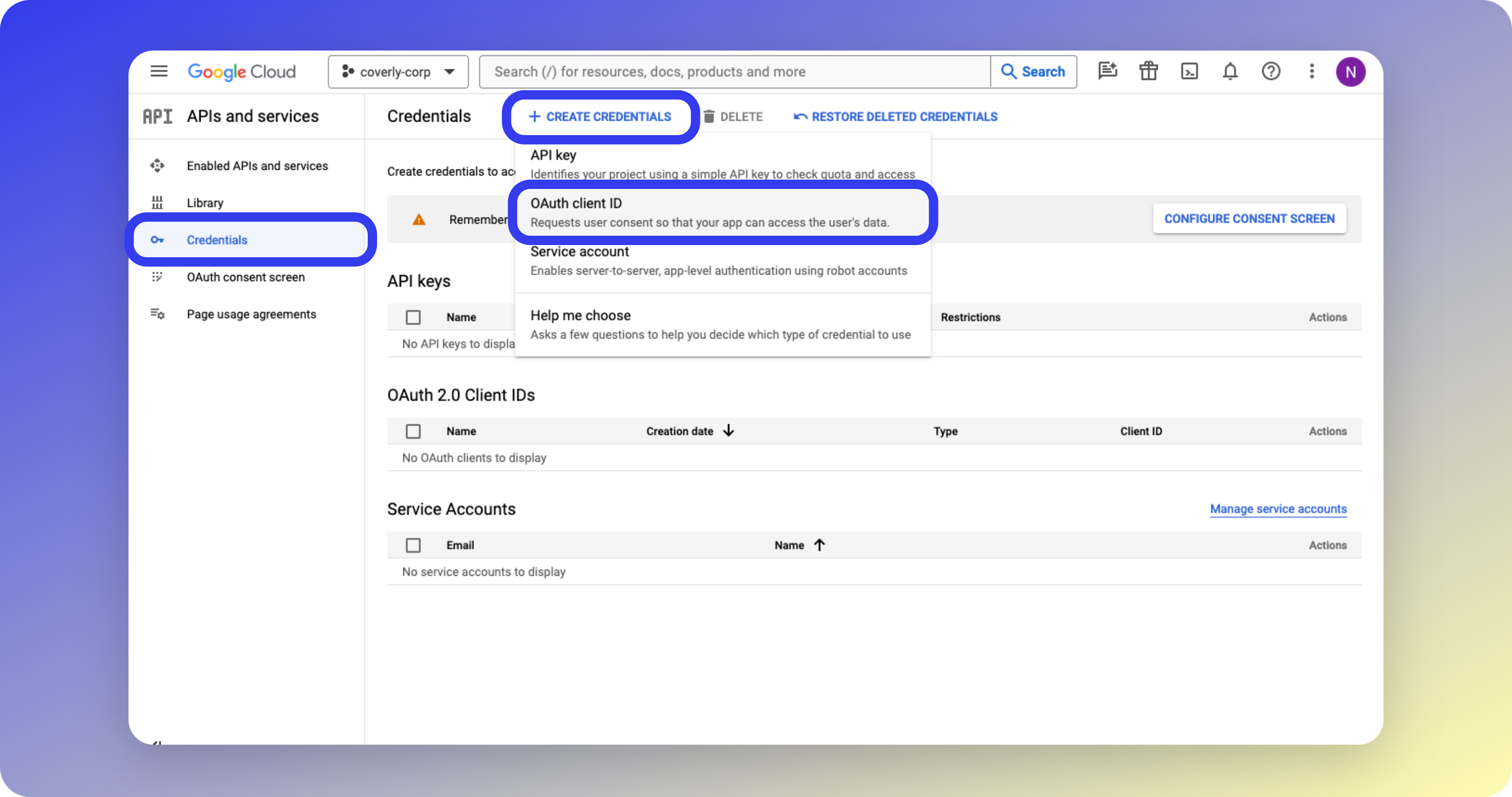 Create OAuth Client