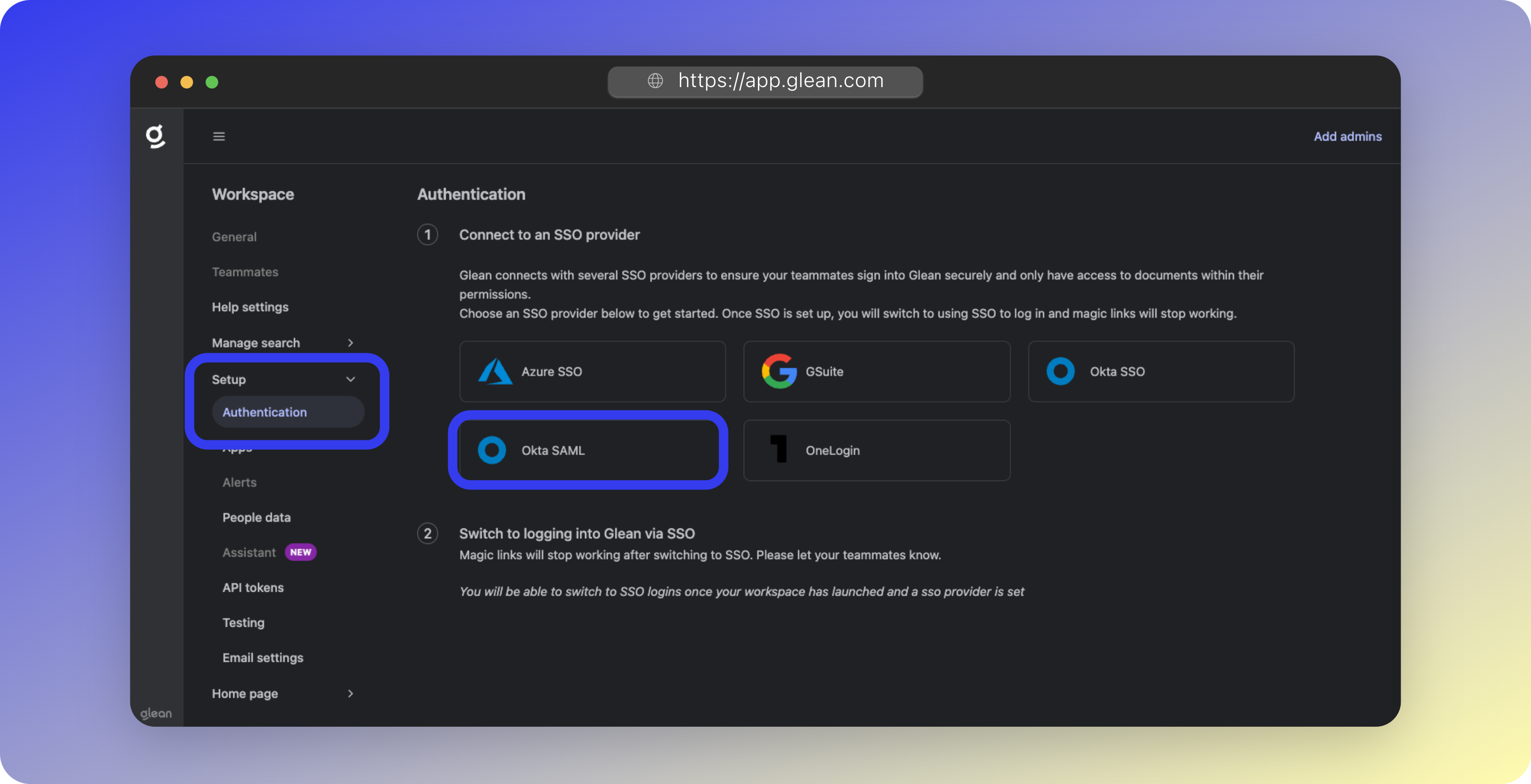 Glean SAML Config