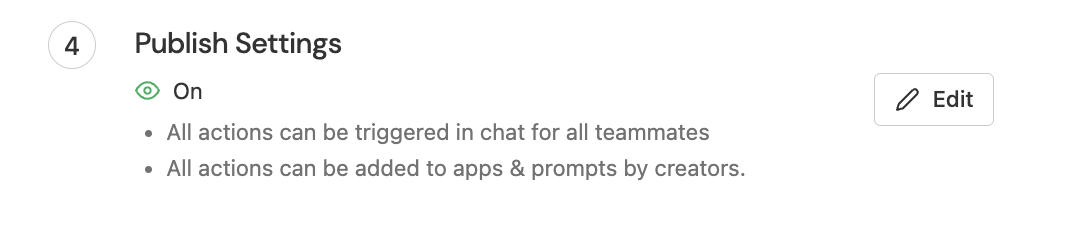 Edit Publish Settings