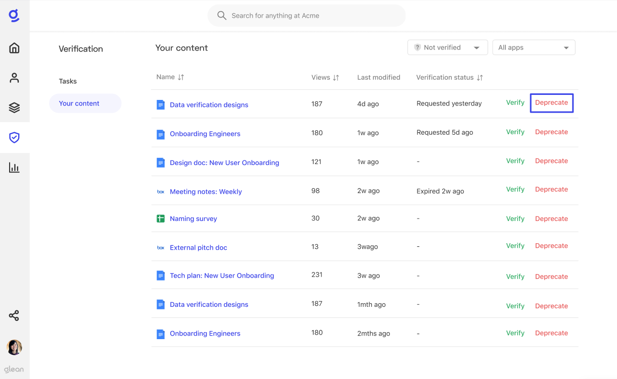 Deprecation Modal