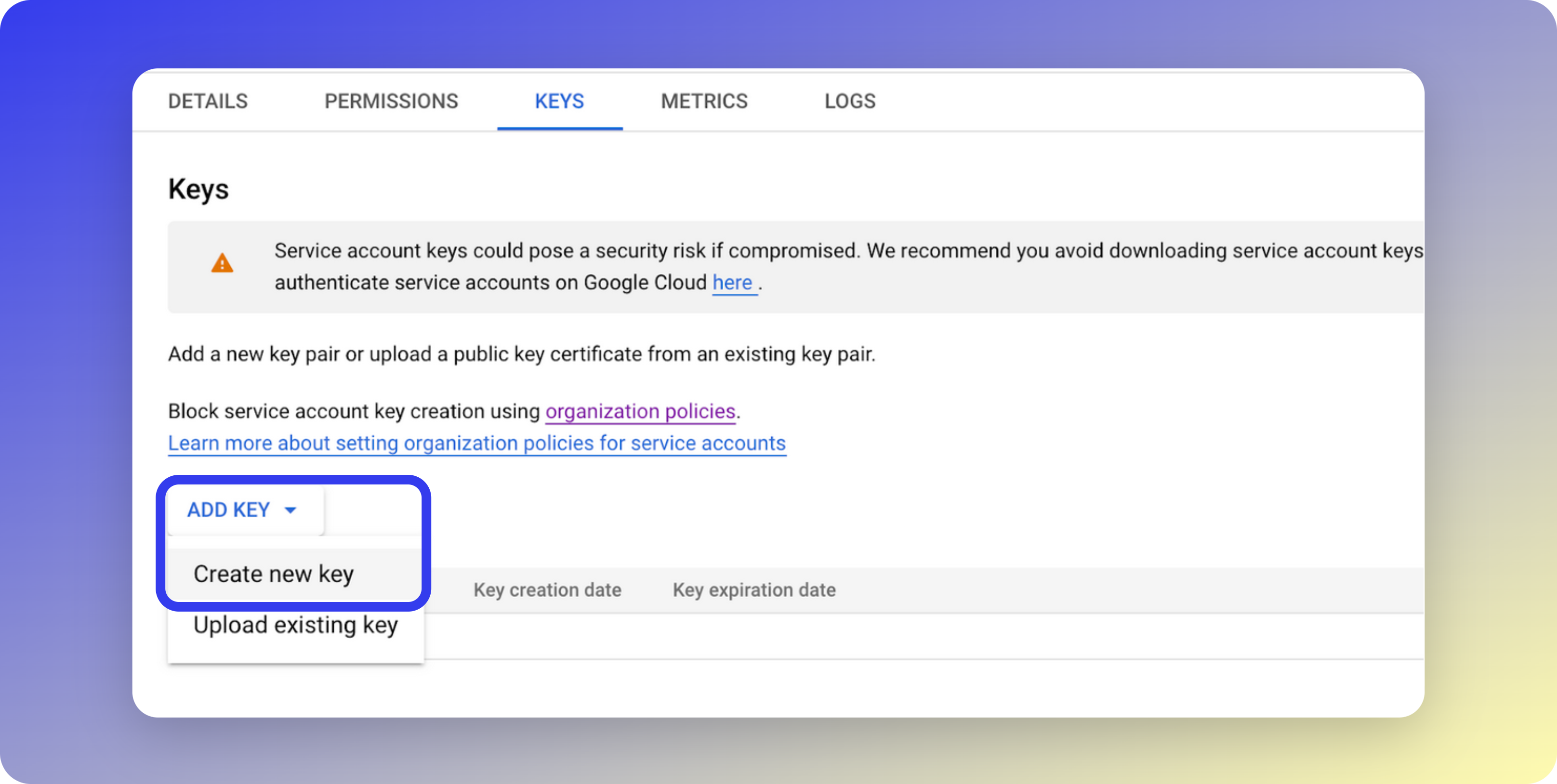 Create New Key