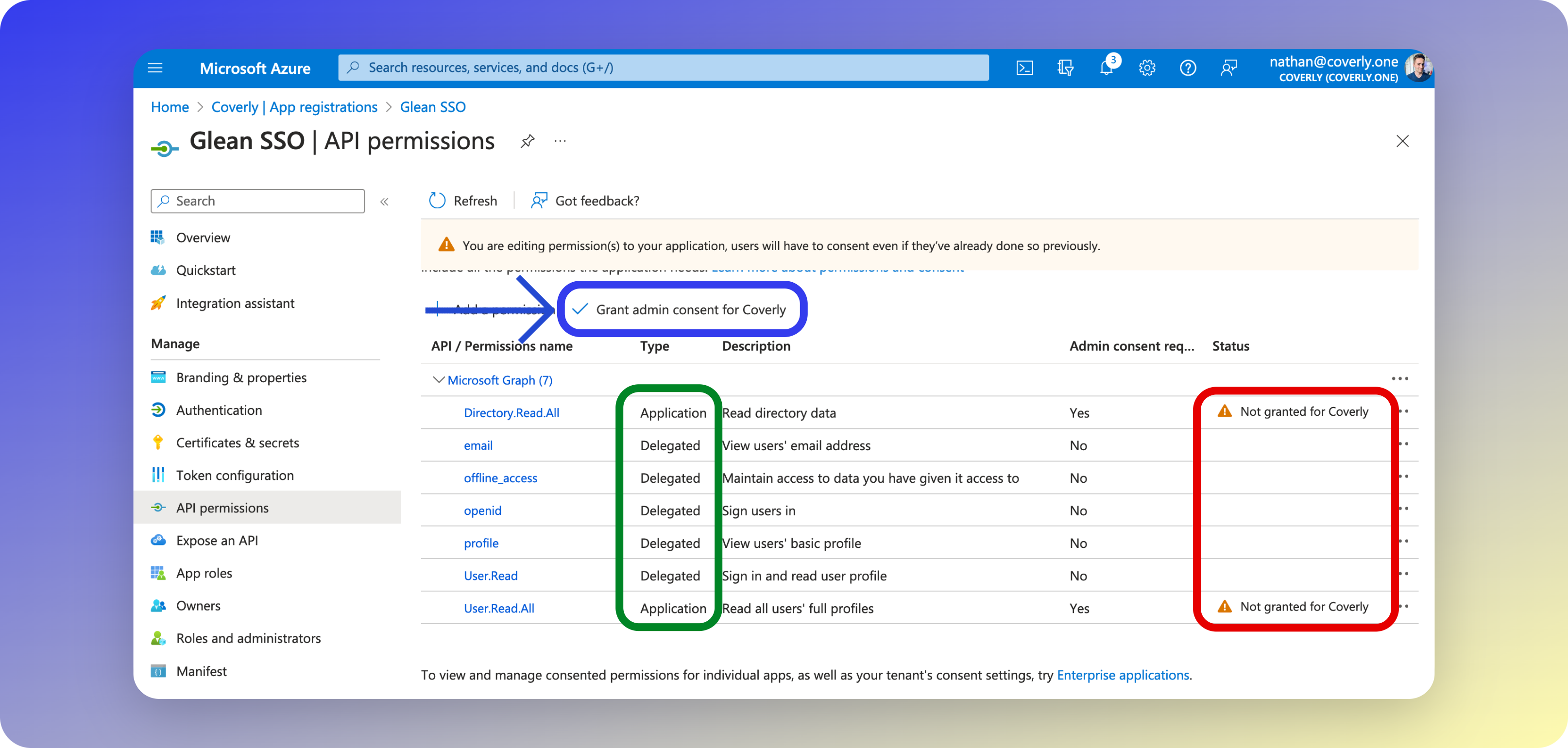 Grant admin consent