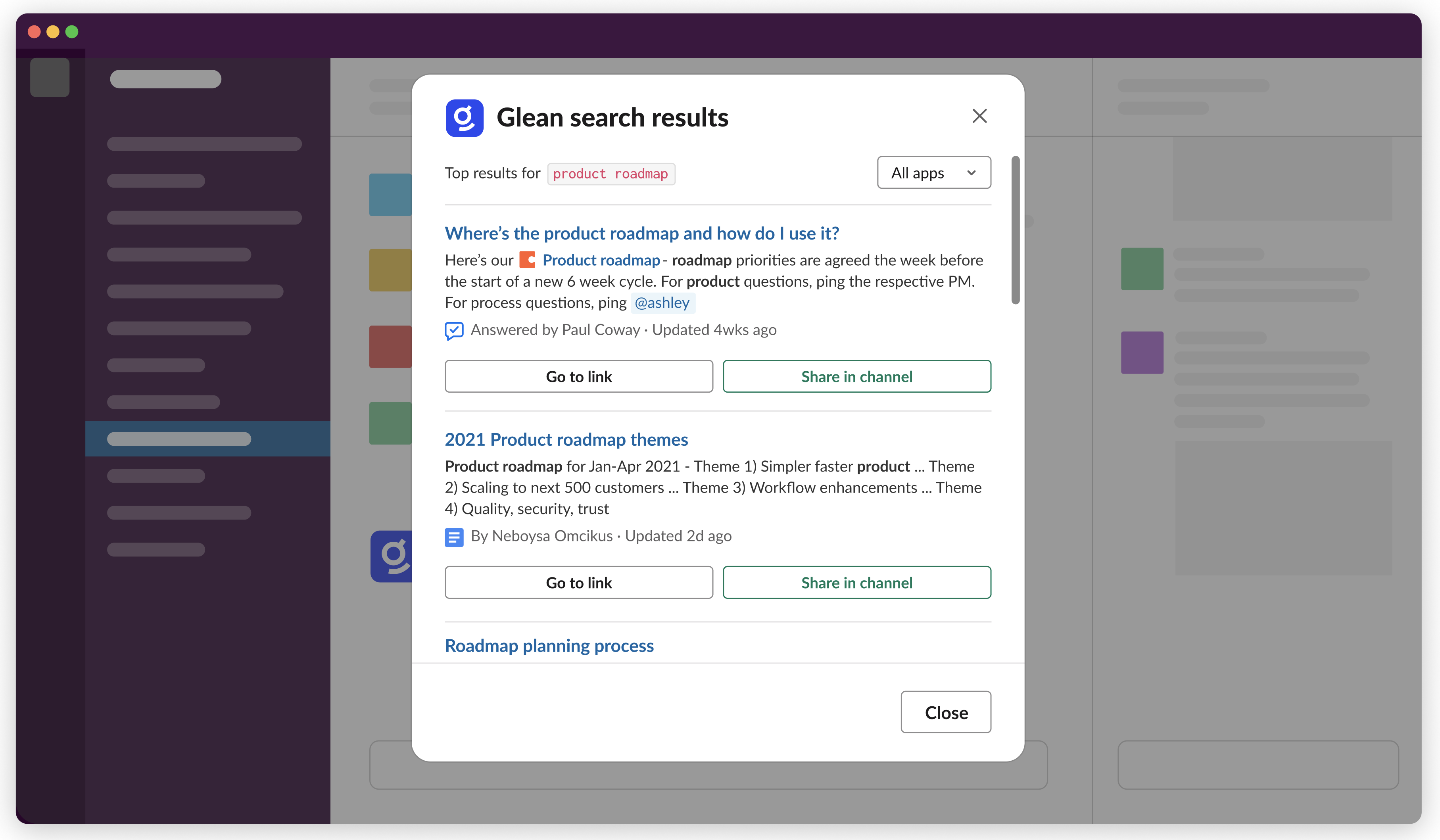 Searching with /glean command