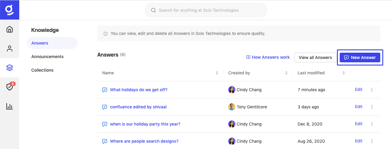 Answers Page