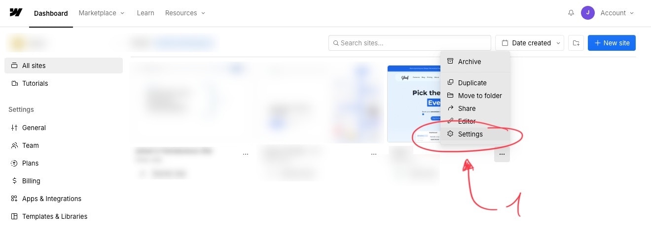 Webflow integration instructions screenshot