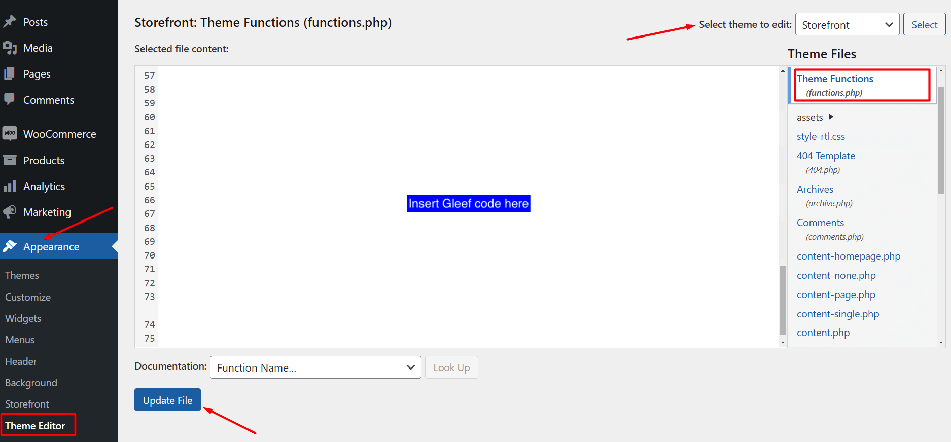 Wordpress integration instructions screenshot