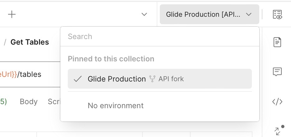 Select the Glide Production environment