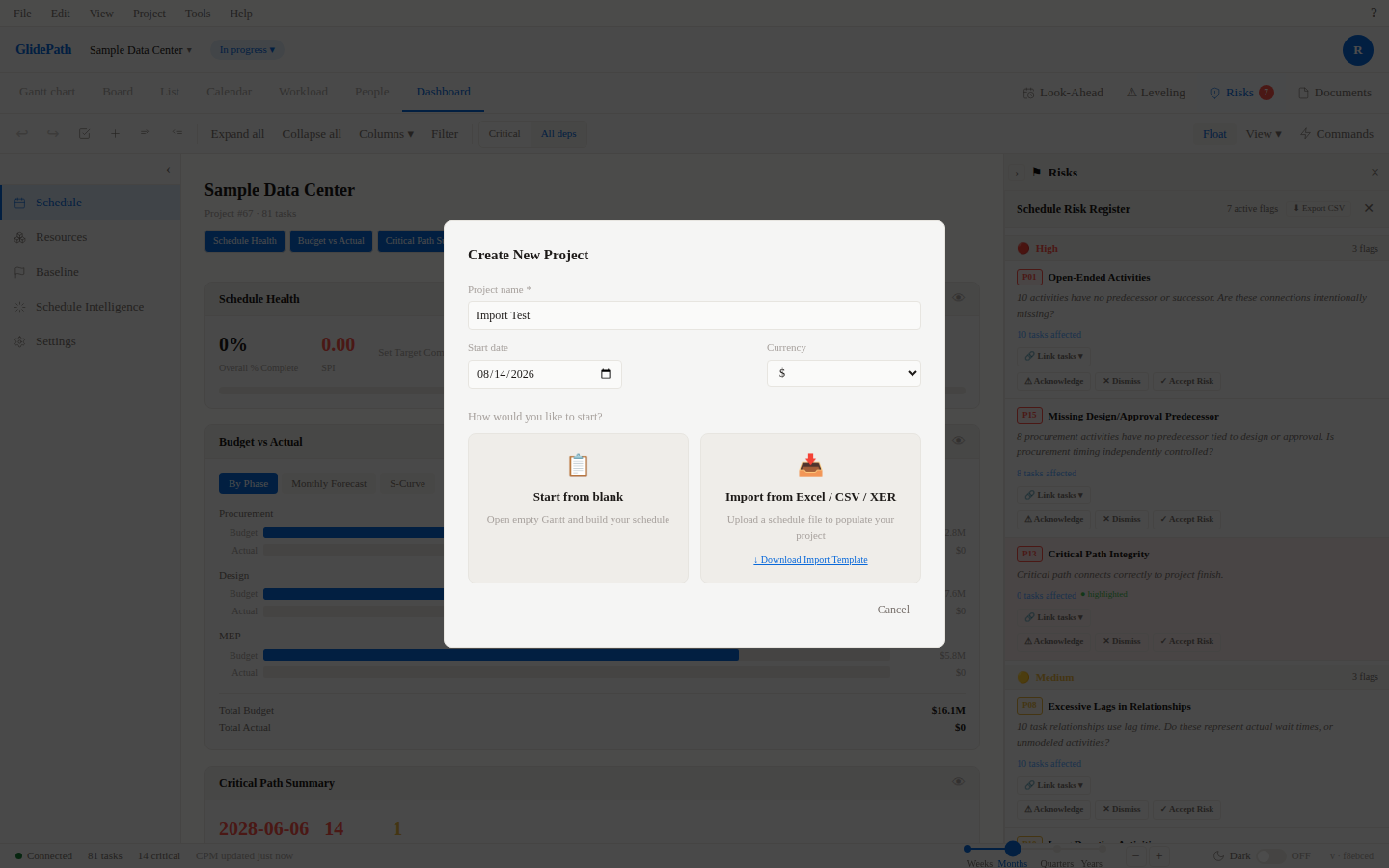 Import Dialog with Template