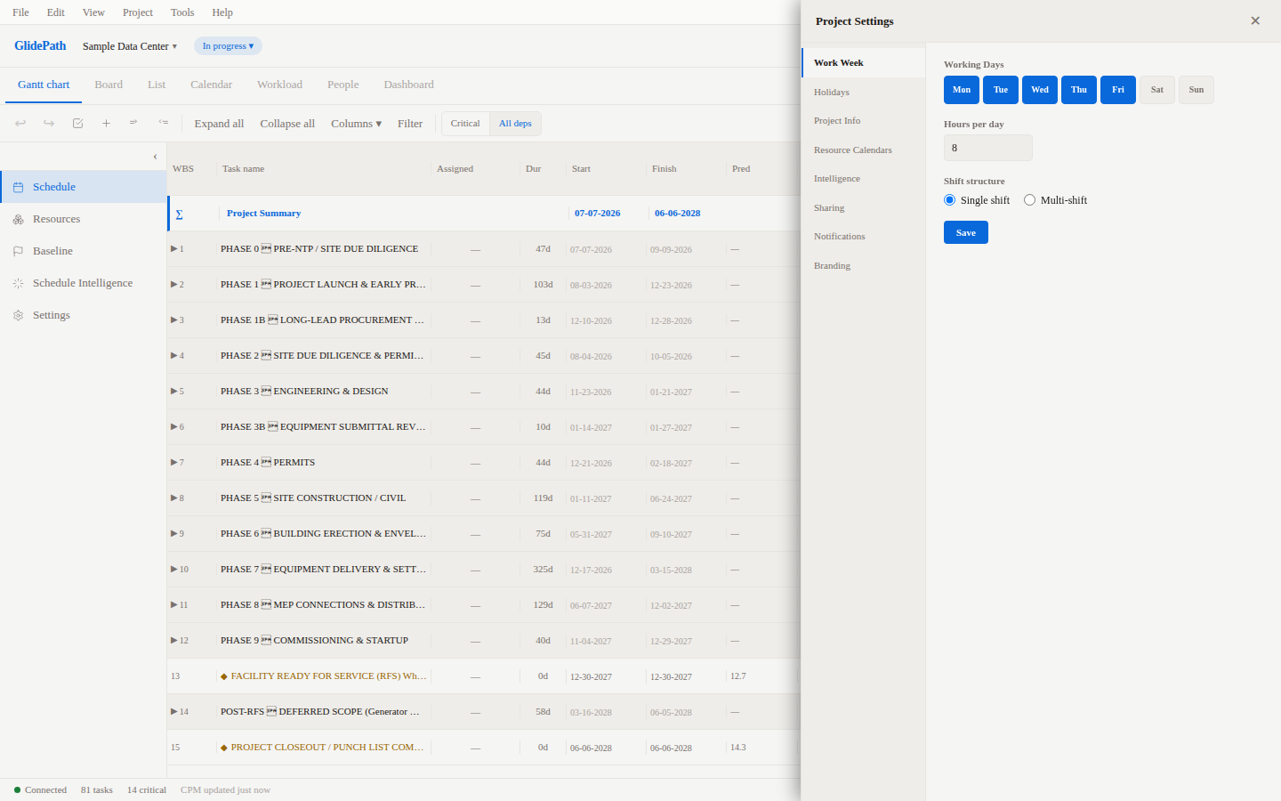 Project Settings Modal