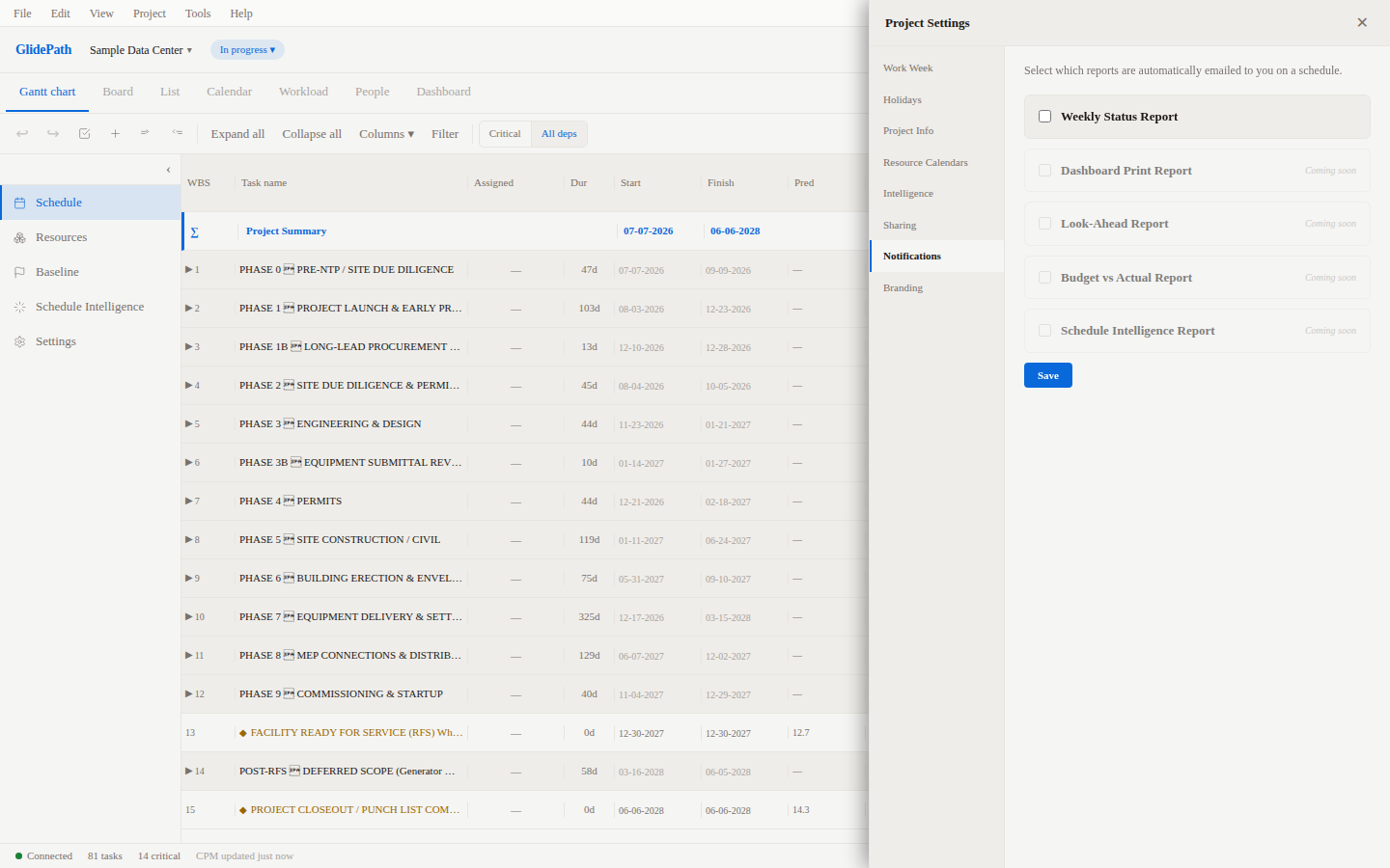 Preferences/Settings Panel