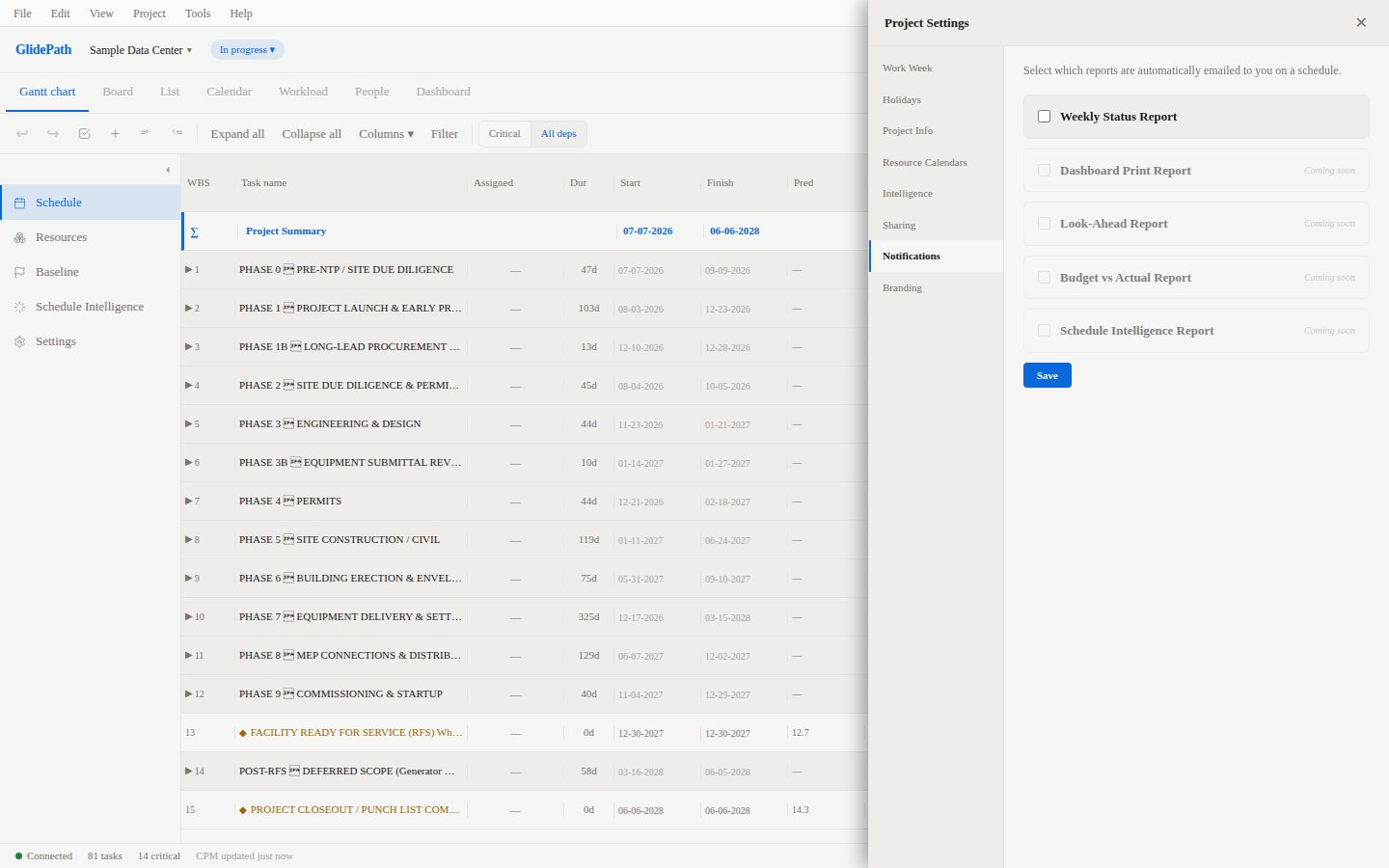 Preferences/Settings Panel