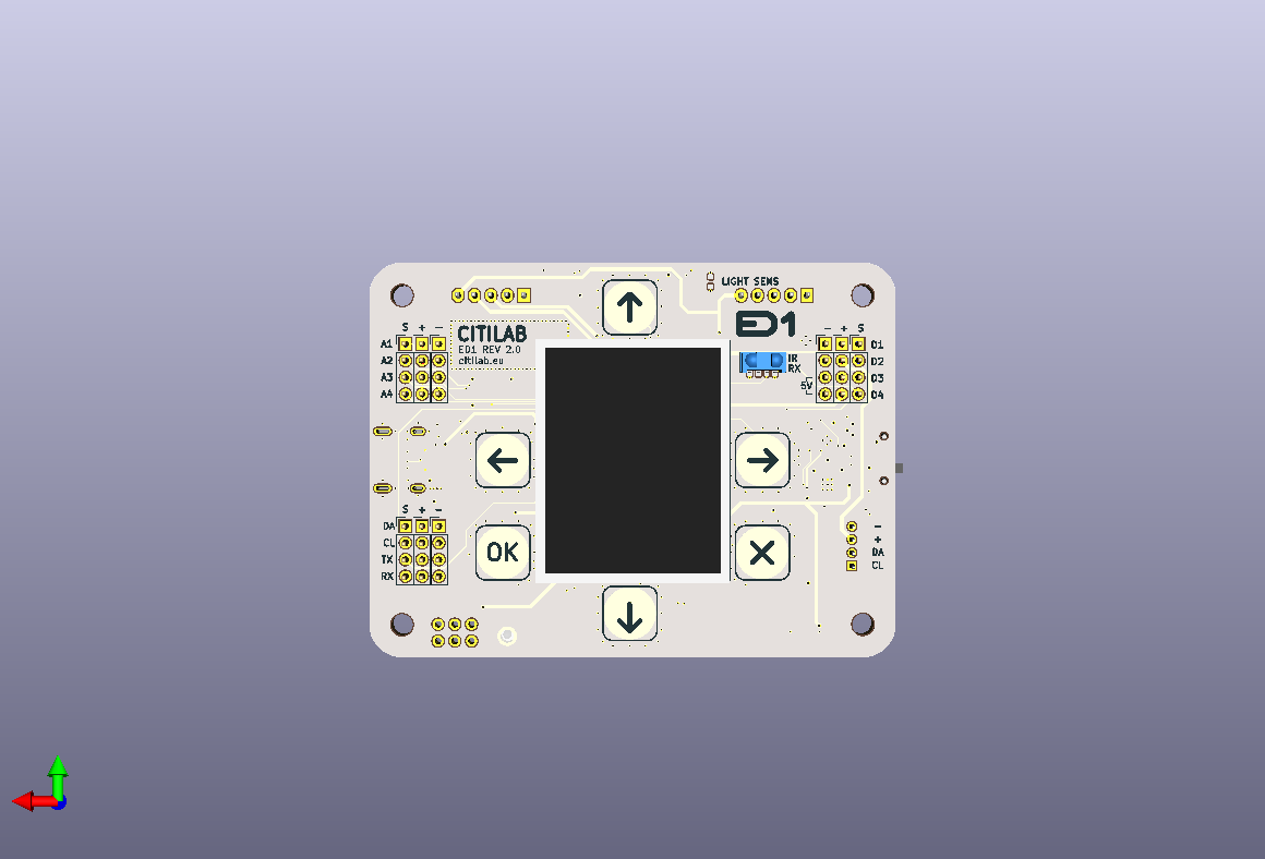 ED1 front view showing TFT display and touch buttons