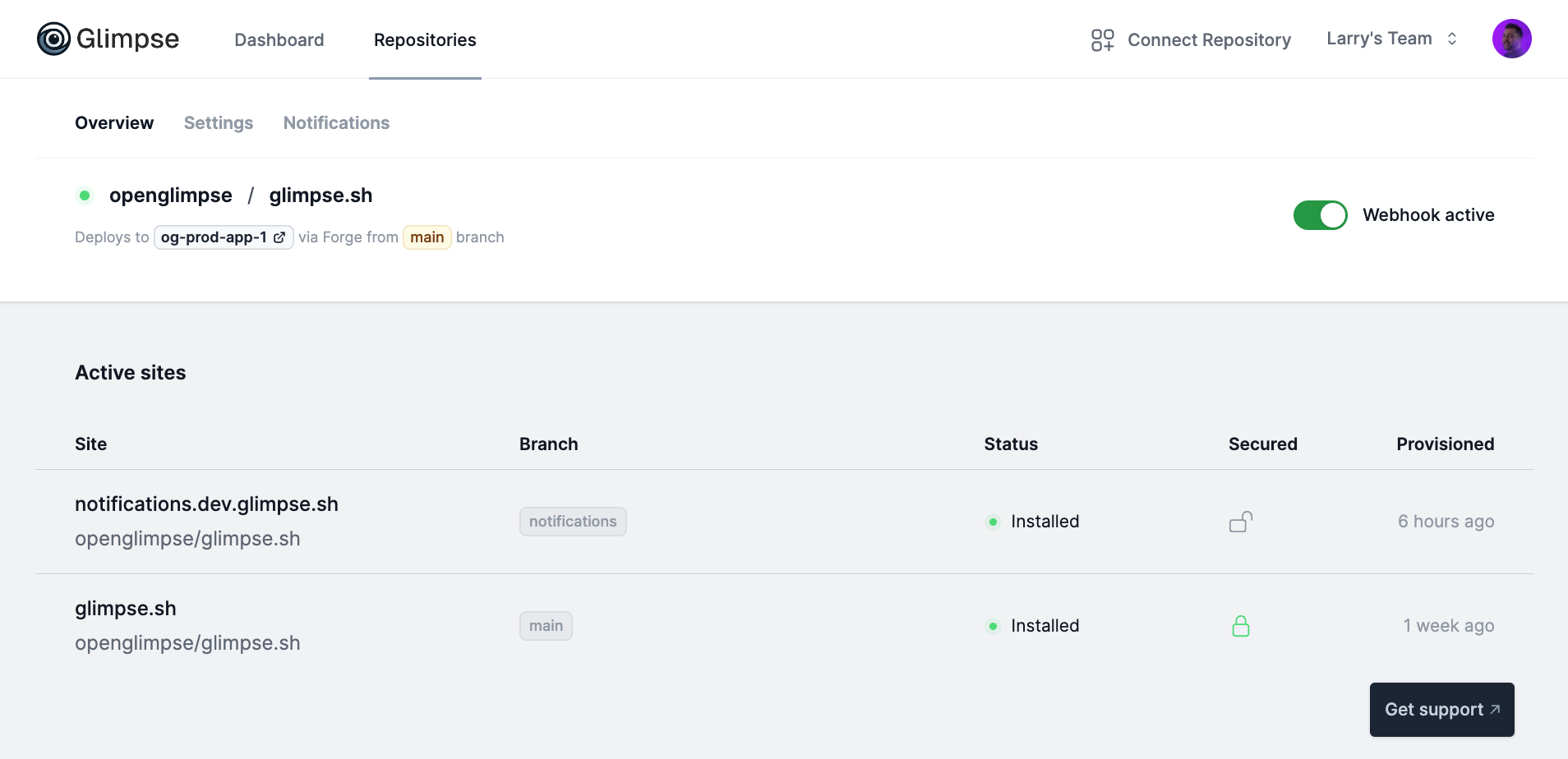 Glimpse repository details