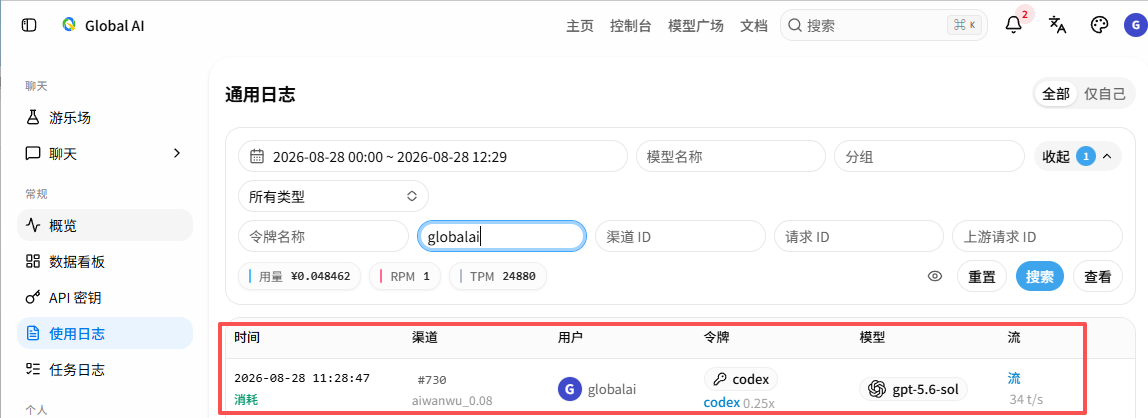 Verify integration in Usage logs