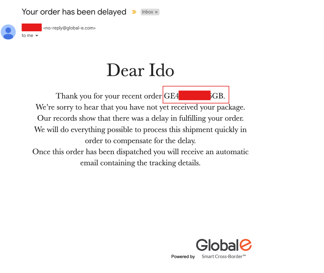 Mail message example