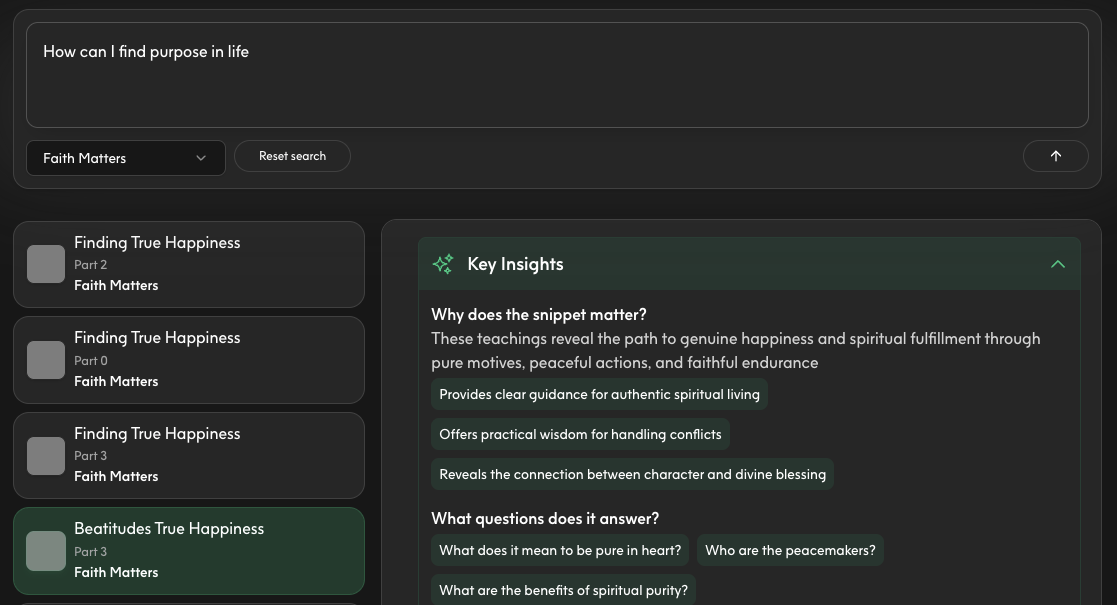 Expanded Key Insights panel showing AI-generated summaries