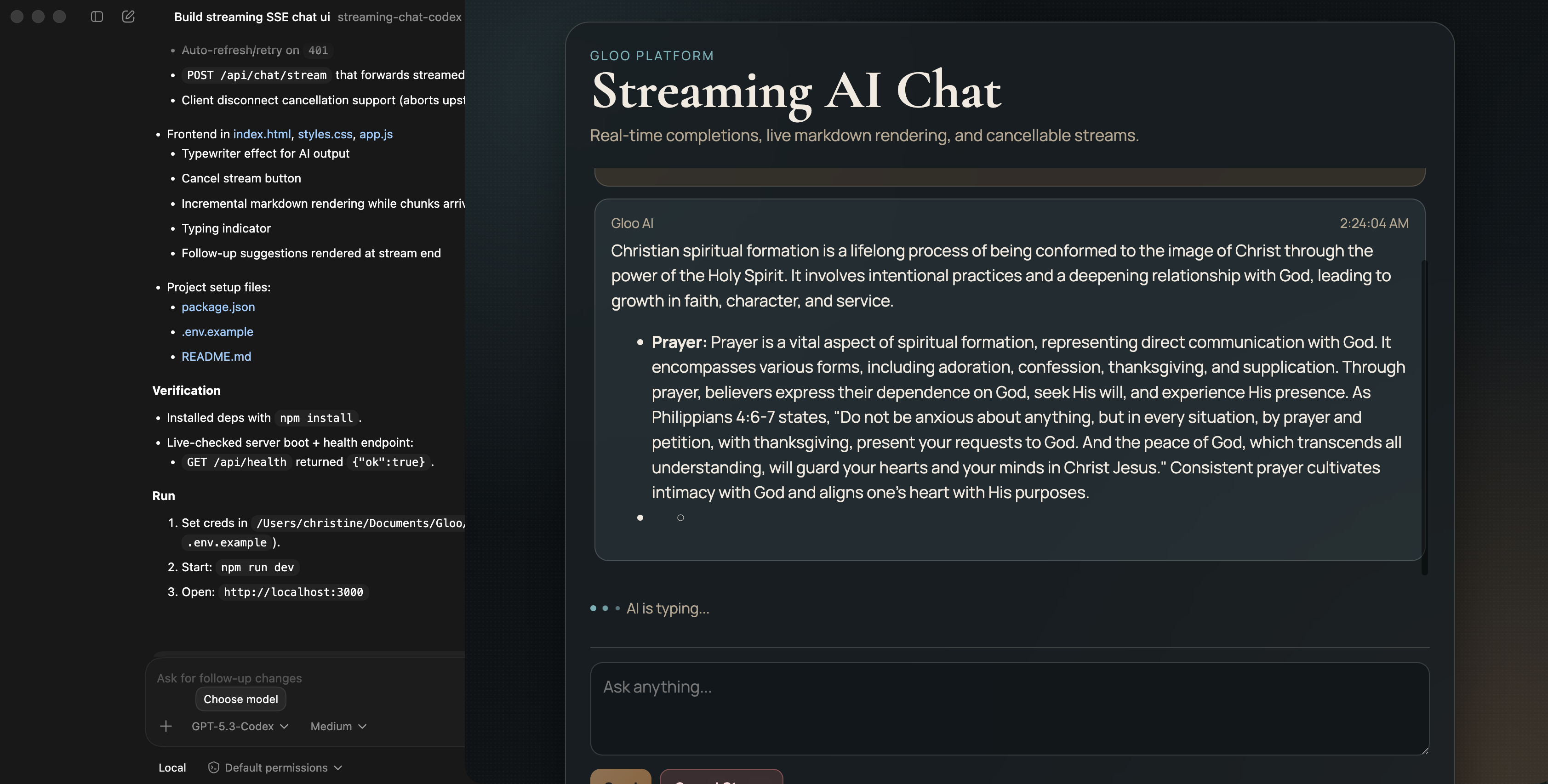Example 1: Streaming Chat in Action - Codex
