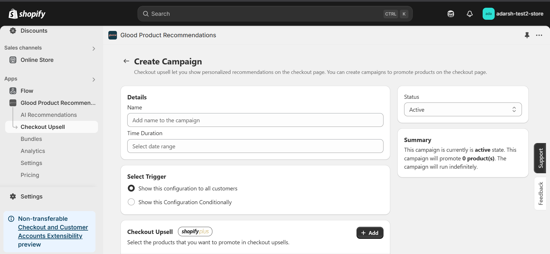 Create Campaign screen