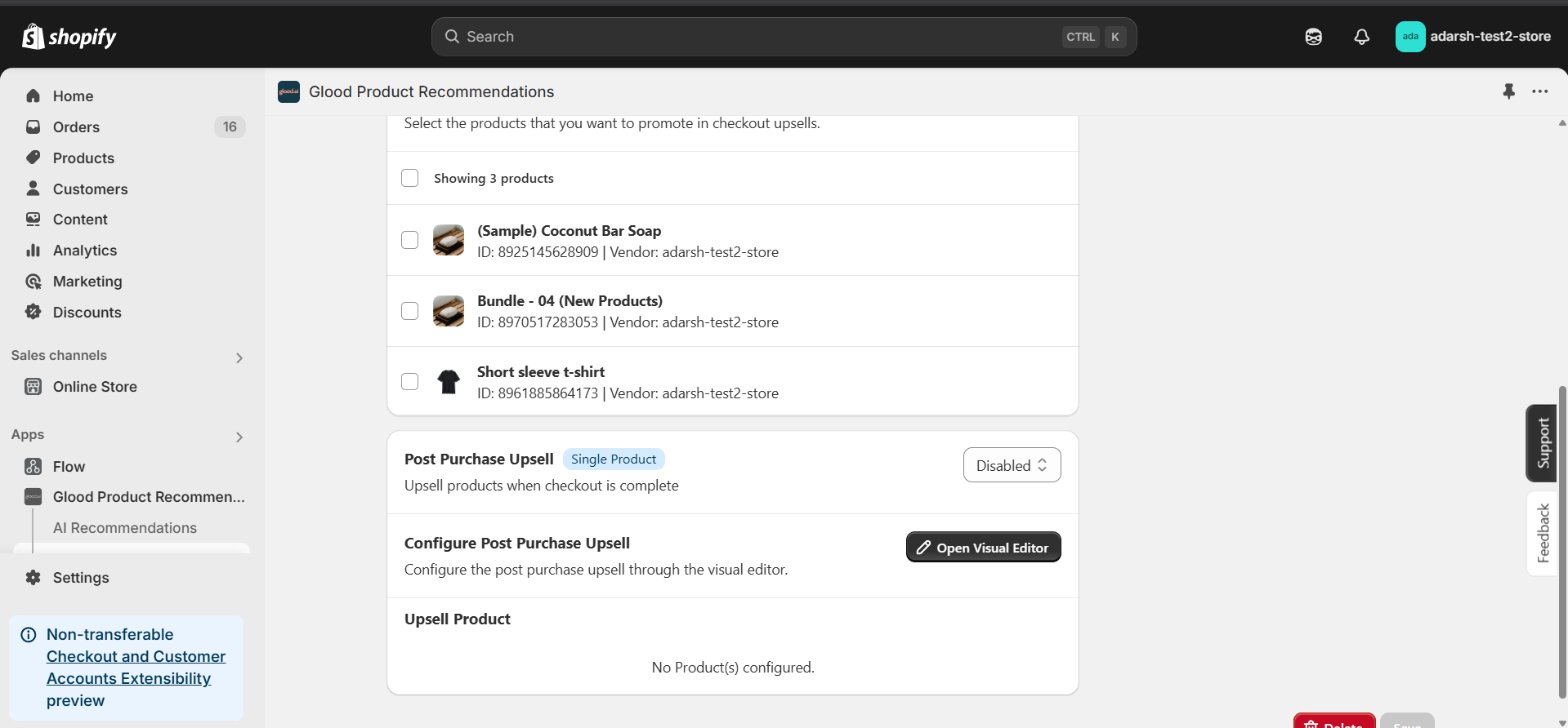 Enable Post Purchase Upsell